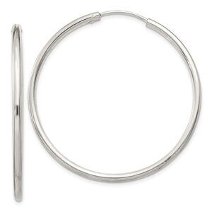 2mm, Sterling Silver, Endless Hoop Earrings - 40mm (1 1/2 Inch)